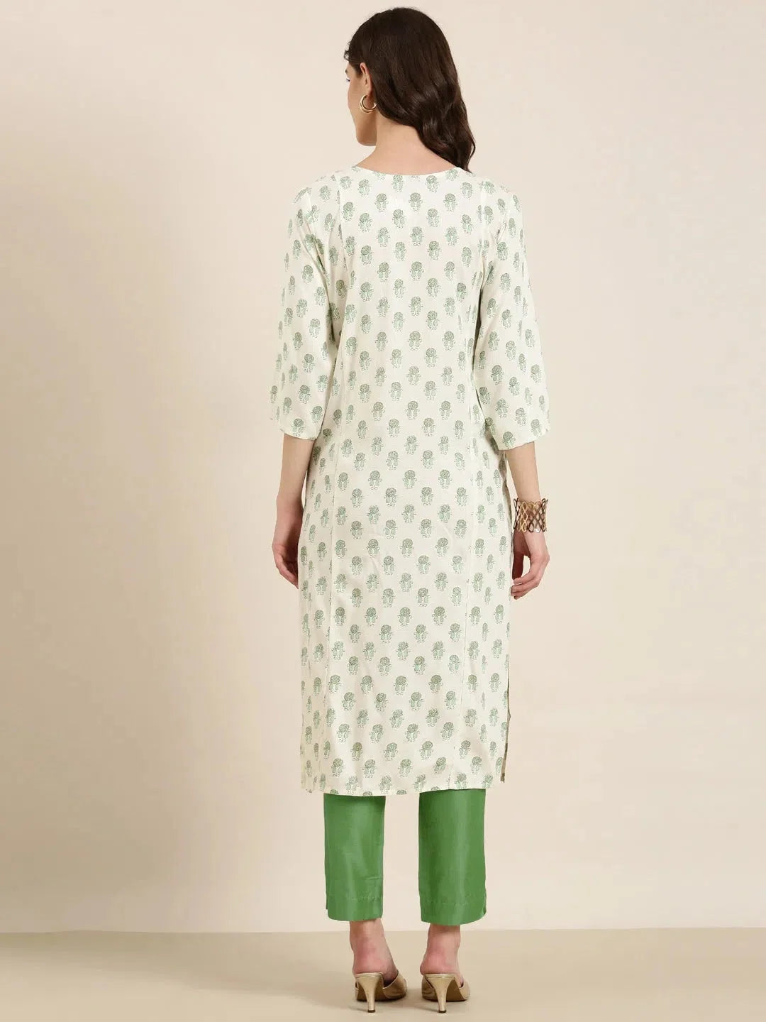 Cream Paisley Cotton Kurta - Elegant Indian Kurta for Ladies