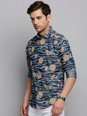 Men Navy Printed Casual Shirt-JUPITERPRINT-3391-Navyblue