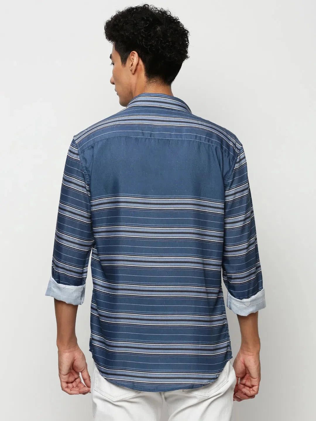 Blue Striped Cotton Mens Shirt | Stylish Casual DesiQlo
