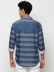 Men Blue Striped Casual Casual Shirts-IMPORTEDSTRIPE-5471-Blue