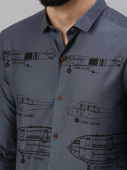 Men Grey Printed Casual Shirt-HIGHPOWERPRINT-1261-Grey