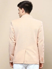 Men Peach Solid Casual Blazers-AR-43-Peach