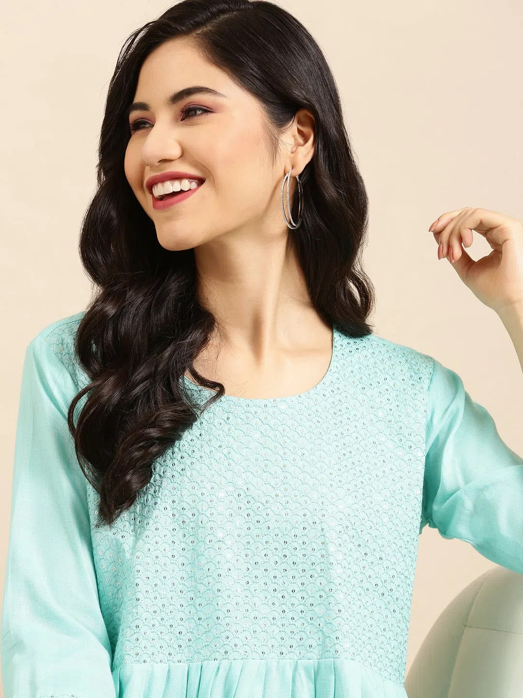 Blue Solid Kurti - Elegant Women's Indian Kurta Tunic Top