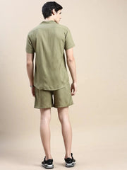 Men Green Solid Casual Co ord Set-AM-90-21-Olive