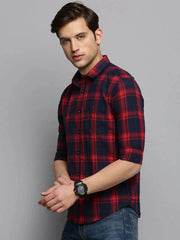 Men Navy Checked Casual Shirt-BOXERCHECKS-3343-Navyblue