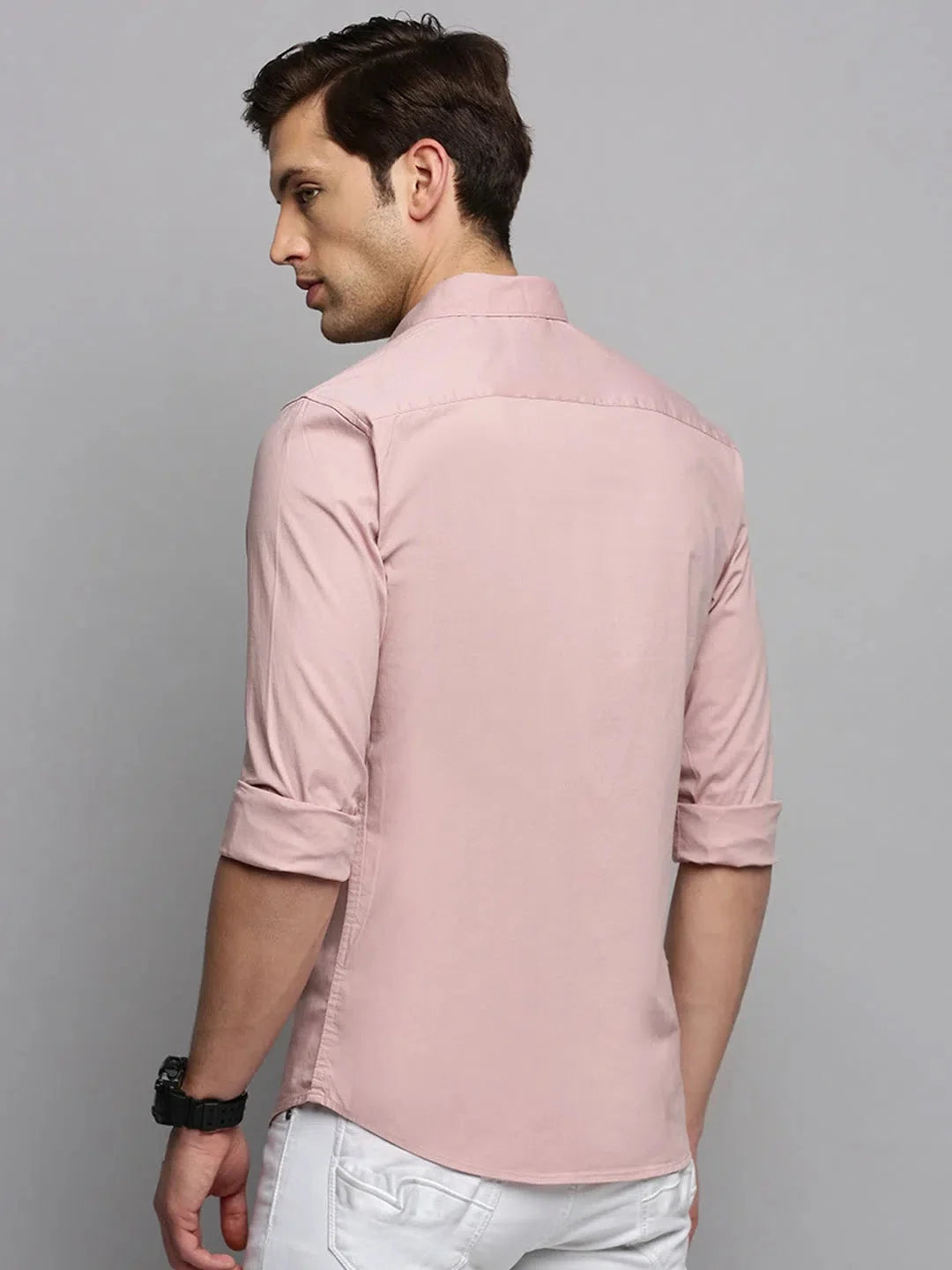 Pink Solid Mens Shirt - Cotton Casual Shirt | DesiQlo