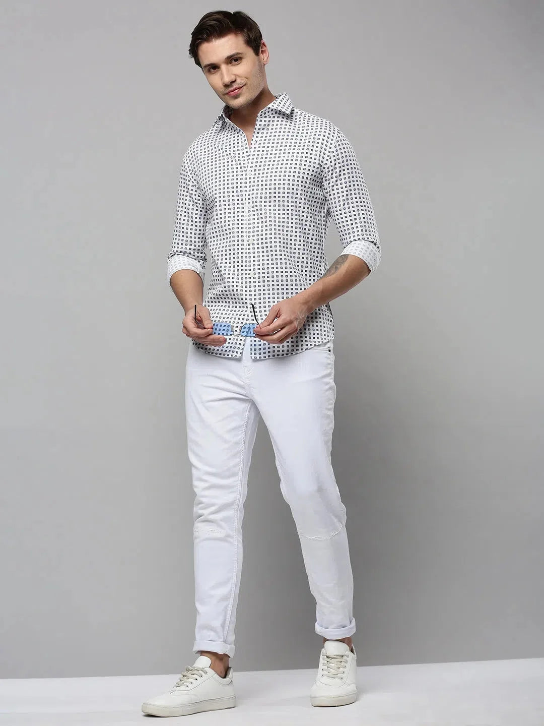 Authentic White Solid Mens Shirt - Cotton Casual Shirt | DesiQlo