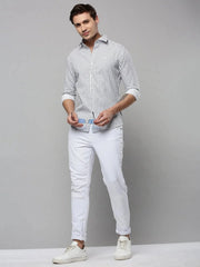 Men White Solid Casual Shirt-ELICAPRINT-4822-White