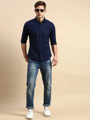 Men Navy Printed Casual Shirt-STAPLEPRINTS-0456-Navyblue