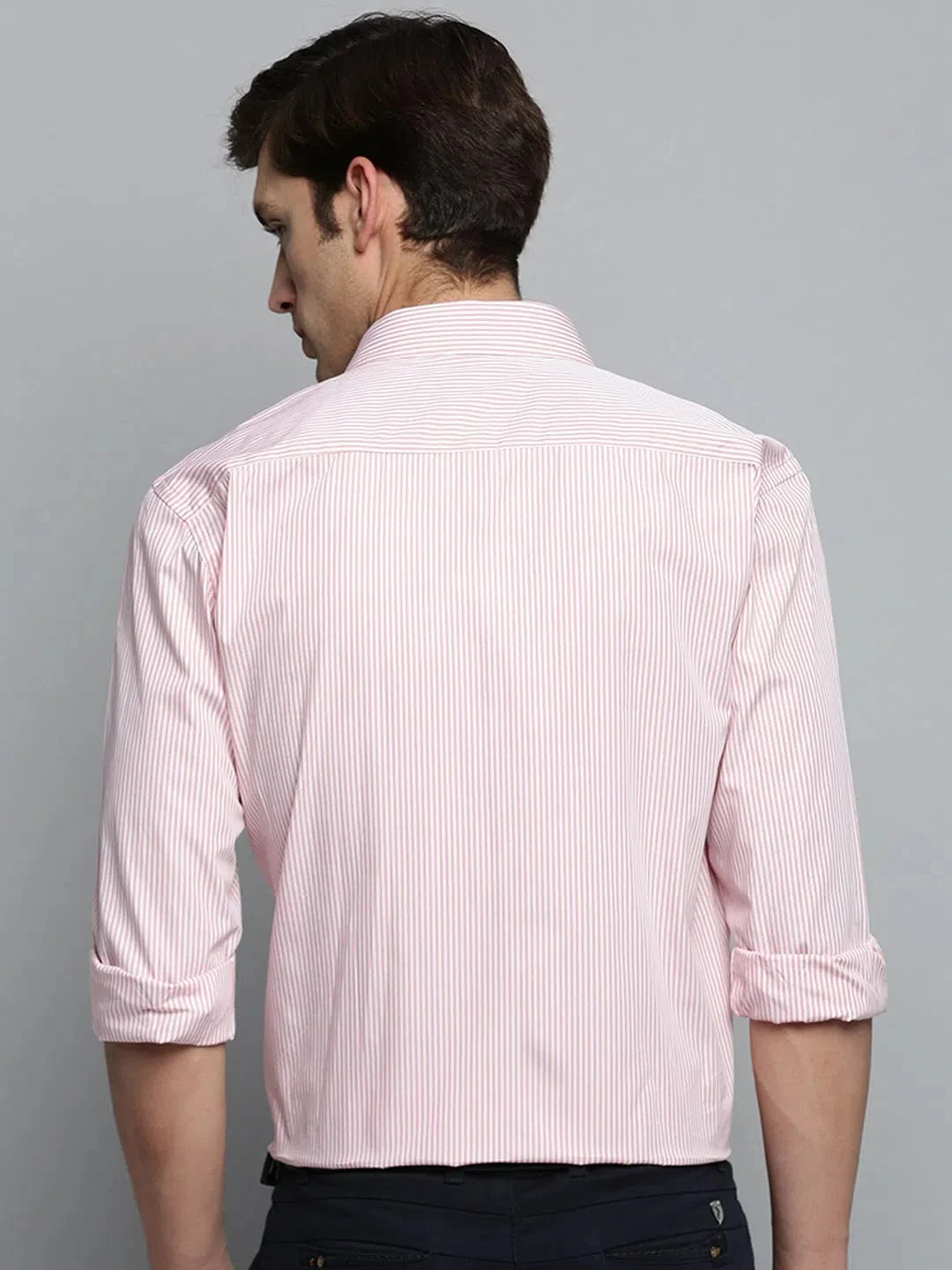 Peach Striped Formal Shirts for Men | DesiQlo Cotton Shirt