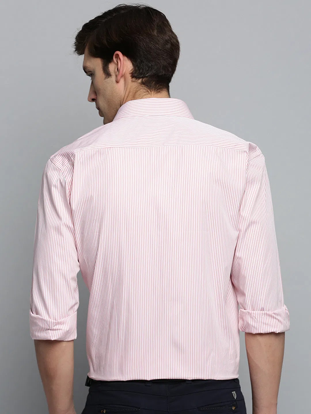 Peach Striped Formal Shirts for Men | DesiQlo Cotton Shirt