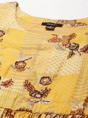 Women's Mustard Printed Kurta SetKC-1020-Mustard