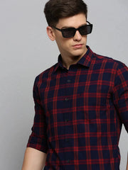 Men Navy Checked Casual Shirt-DALTONCHECKS-4104-Navyblue