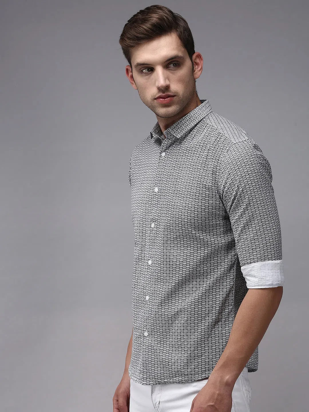Vibrant White Printed Mens Shirt | Cotton Casual Shirt - DesiQlo