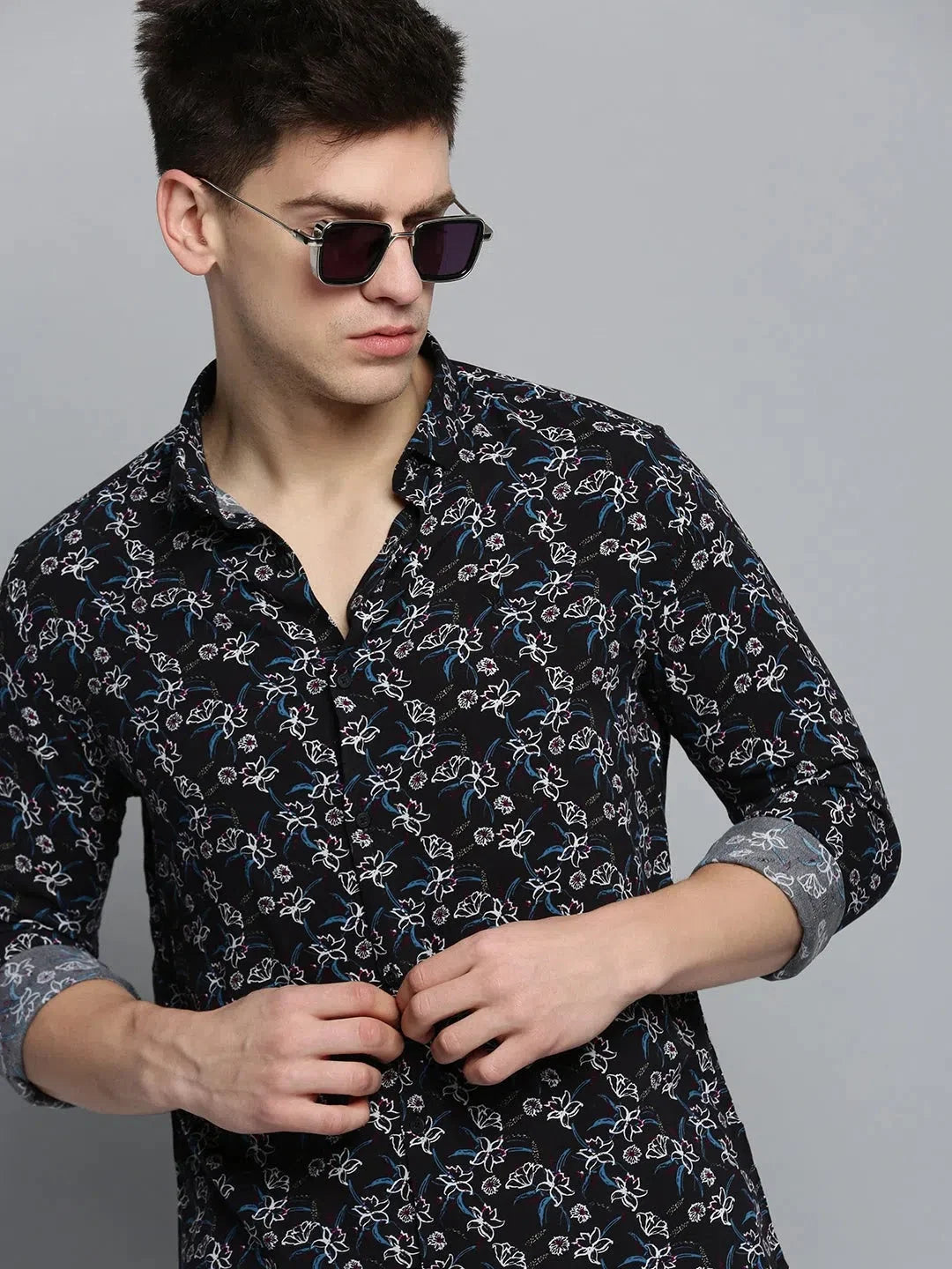 Men's Black Printed Shirt - Stylish Cotton Mens Shirt