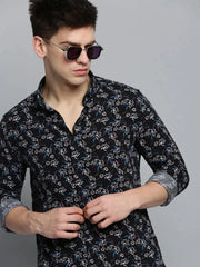 Men Black Printed Casual Shirt-ZEETAPRINT-1841-Black