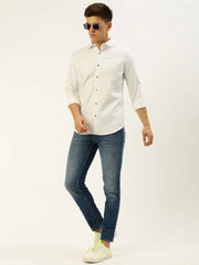 Men White Printed Casual Shirt-REPLAYPRINTSLINEN-3461-White