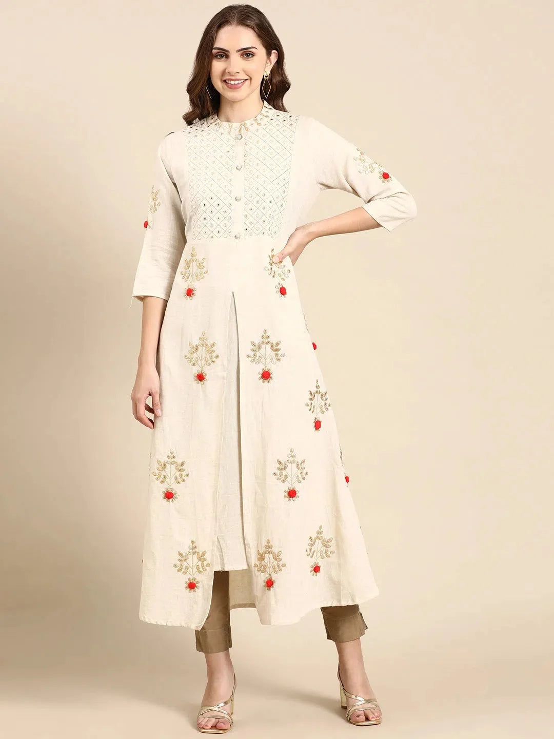 Off White Embroidered Kurta | Elegant Indian Kurta for Women