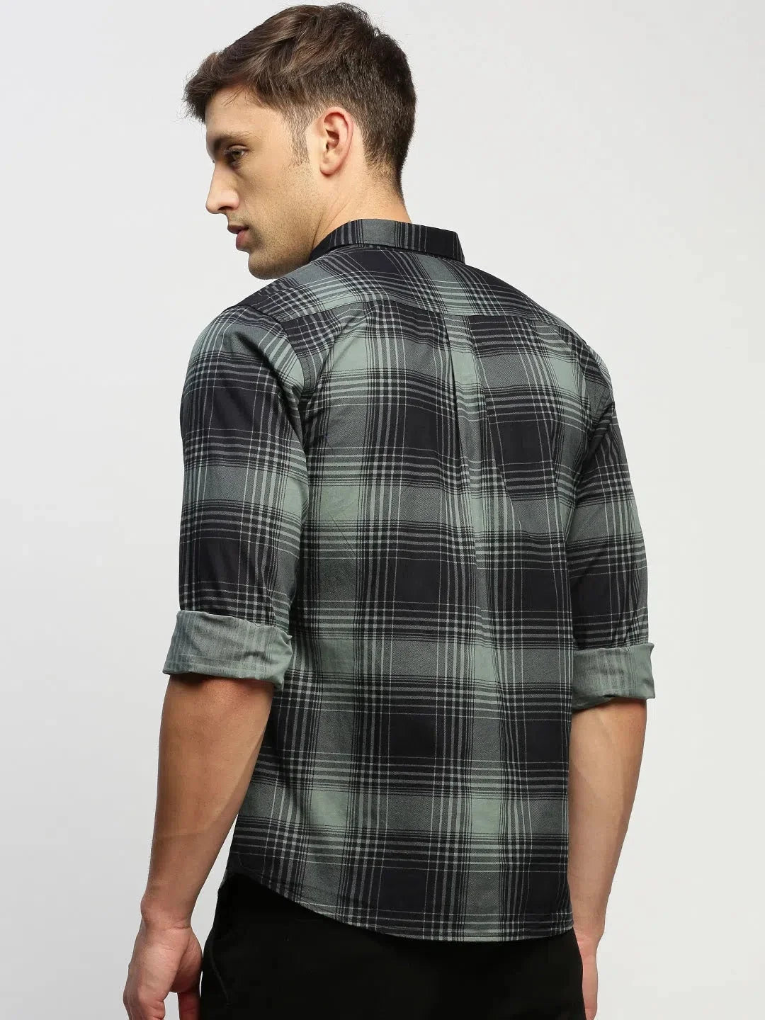 Green Checked Mens Shirt - DesiQlo Cotton Shirt