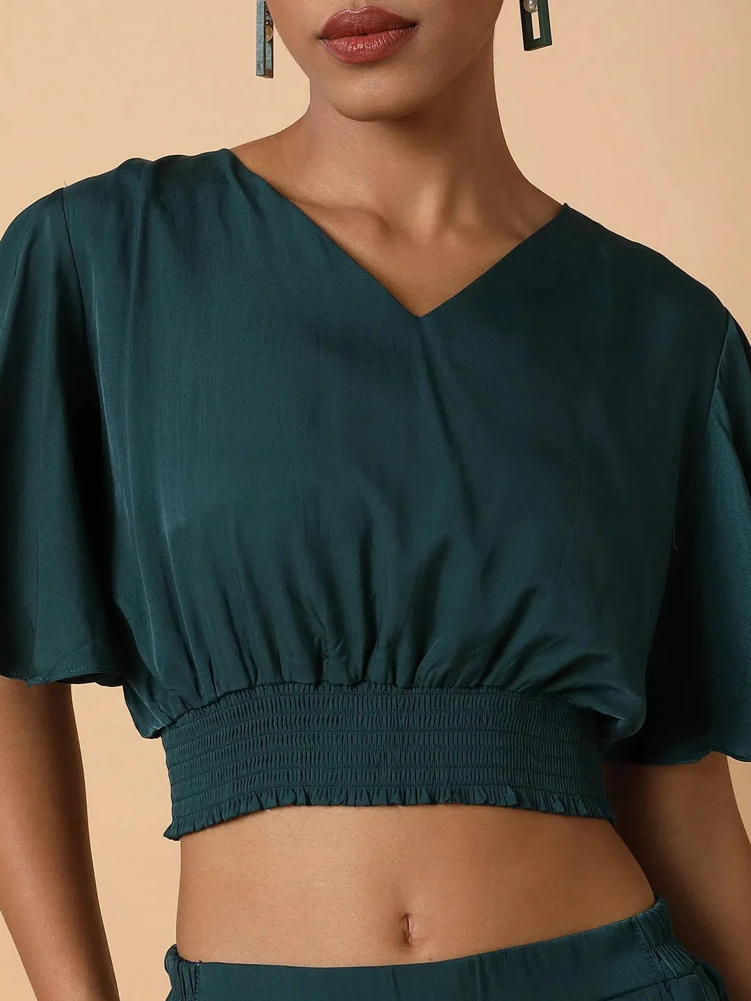 Green Solid Co Ords | Women's Viscose Two Piece Sets