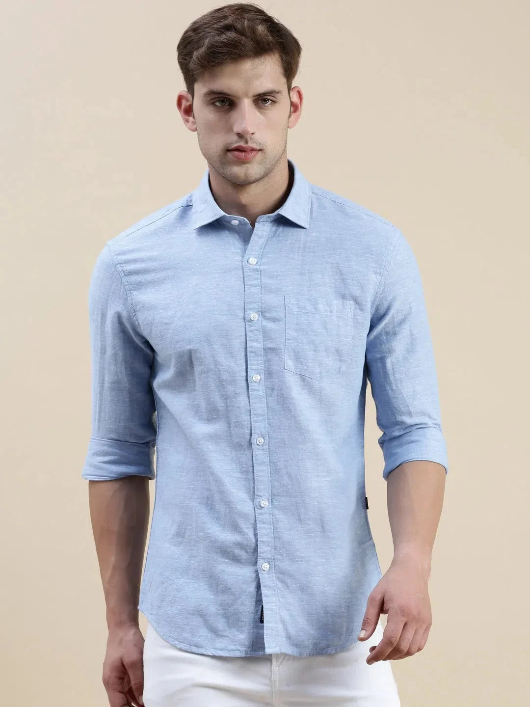 Trendy Blue Solid Mens Shirt | DesiQlo Cotton Casual Shirt