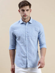 Men Blue Solid Casual Shirt-SWALLOW-1766-Blue