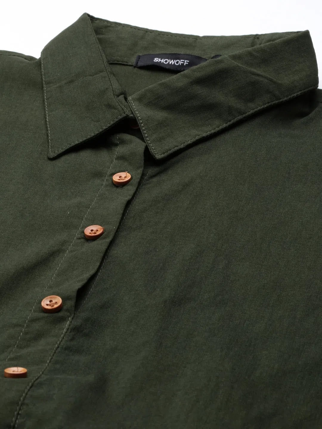 Olive Cotton A-Line Kurta | Stylish Indian Kurtis for Ladies