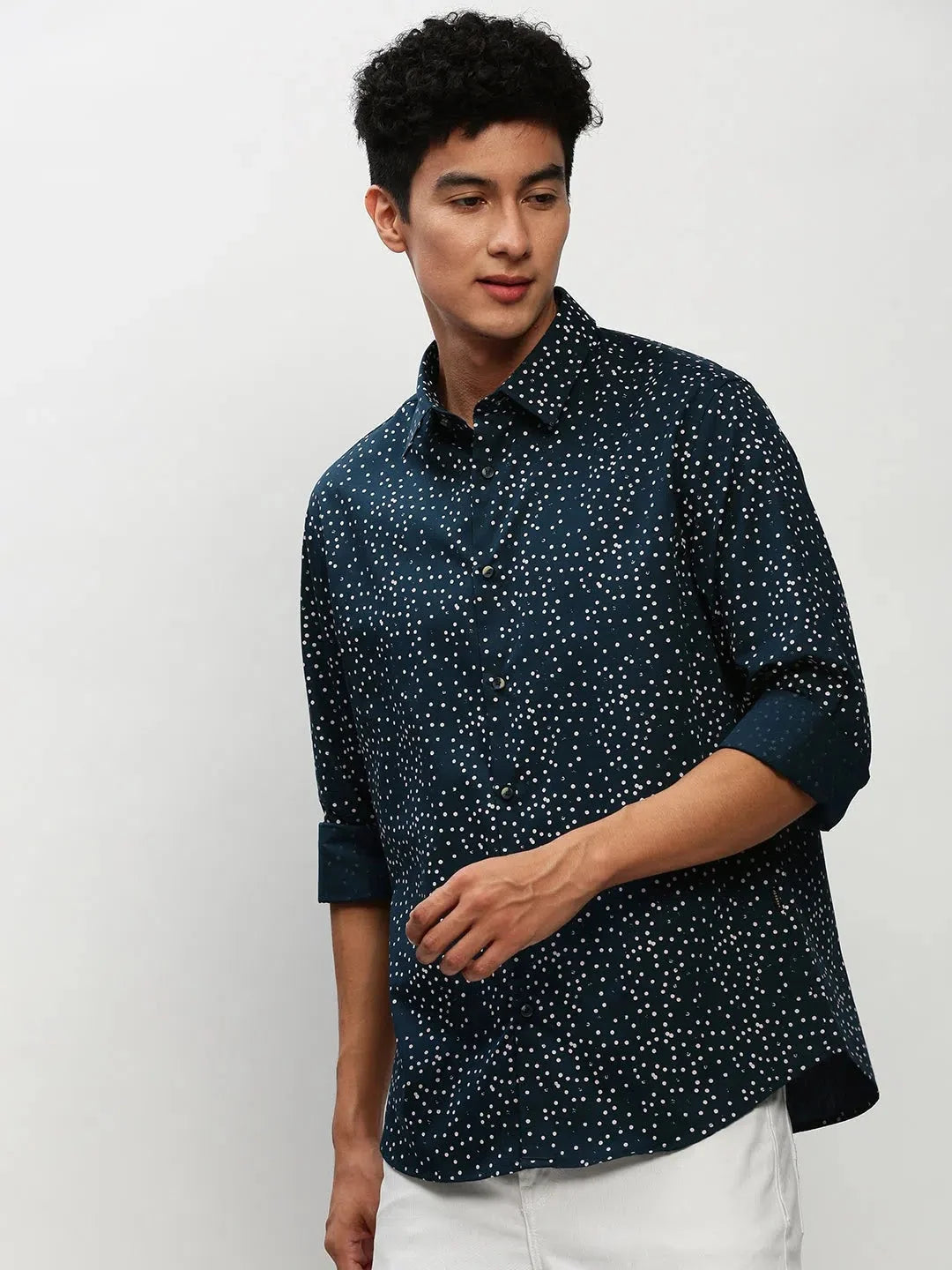 Teal Printed Mens Shirt - Casual Cotton Shirt | DesiQlo