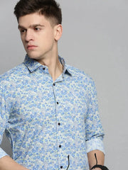 Men Blue Printed Casual Shirt-CARLOSPRINT-3241-Blue