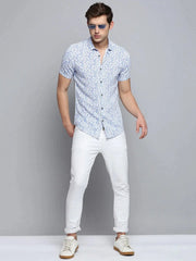 Men Blue Printed Casual Shirt-PICOPRINT-2018-Blue