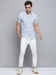 Men Blue Printed Casual Shirt-PICOPRINT-2018-Blue