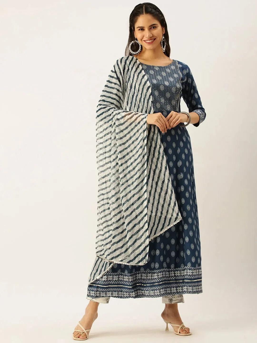 Blue Printed Women's Kurta Sets | Cotton Indian Kurta Sets Collection