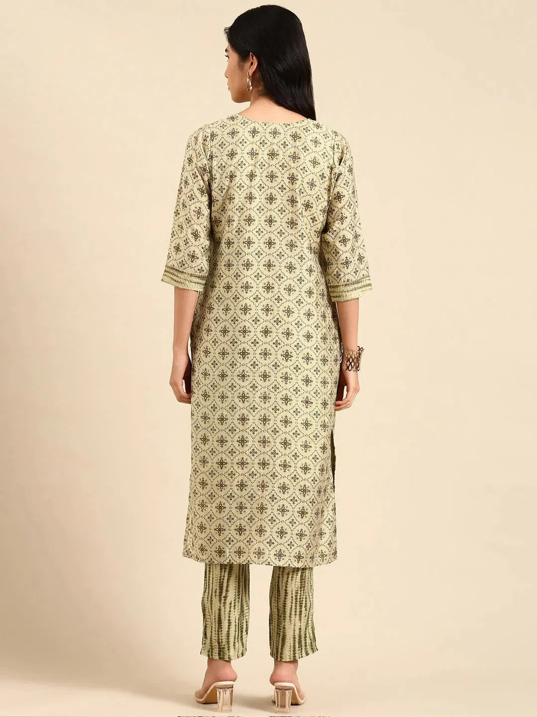 Olive Printed Kurta Set | Women's Cotton Indian Kurta Sets