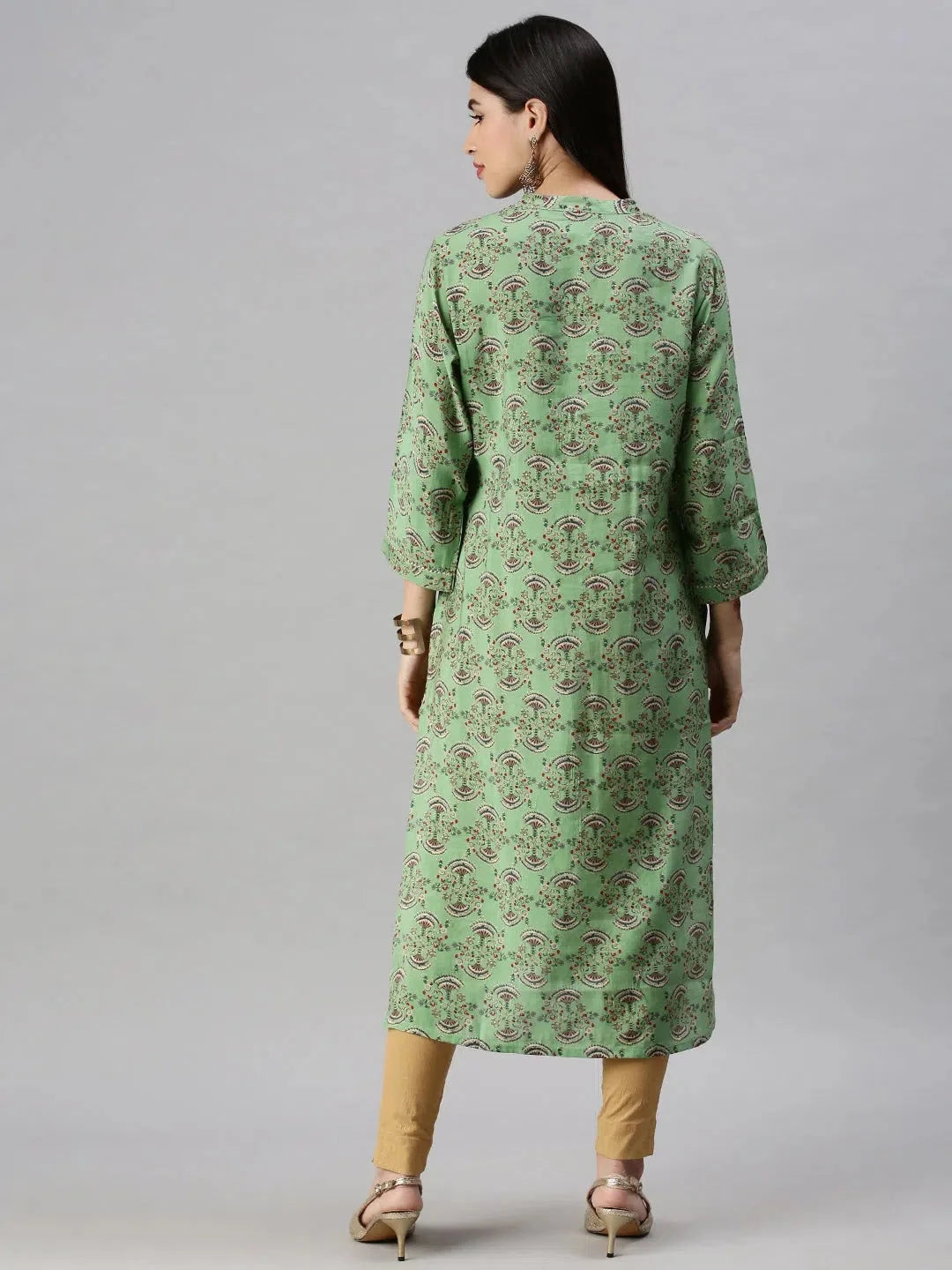 Green Printed Cotton Kurta - Stylish Indian Kurta for Women