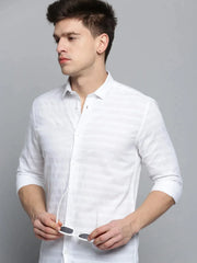Men White Solid Casual Shirt-DEERASTRIPES-2075-White