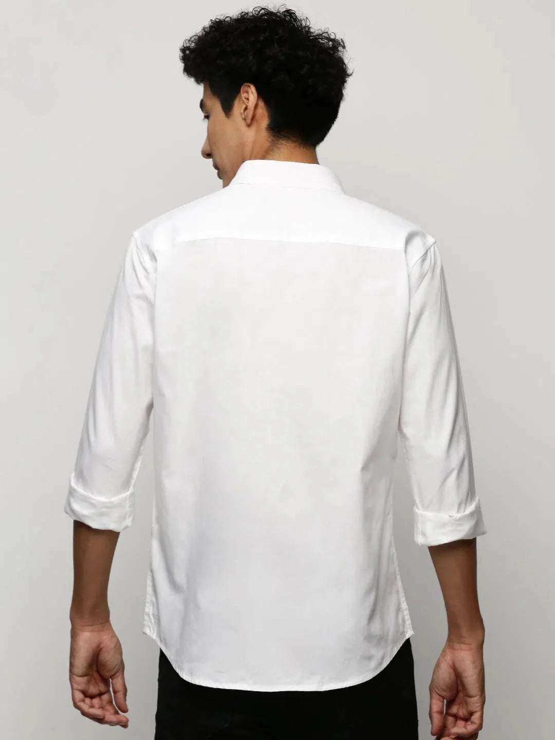 White Solid Cotton Mens Shirt | Formal Shirt Online - DesiQlo