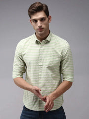 Men Green Striped Casual Shirt-RETROSTRIPE-995-Green