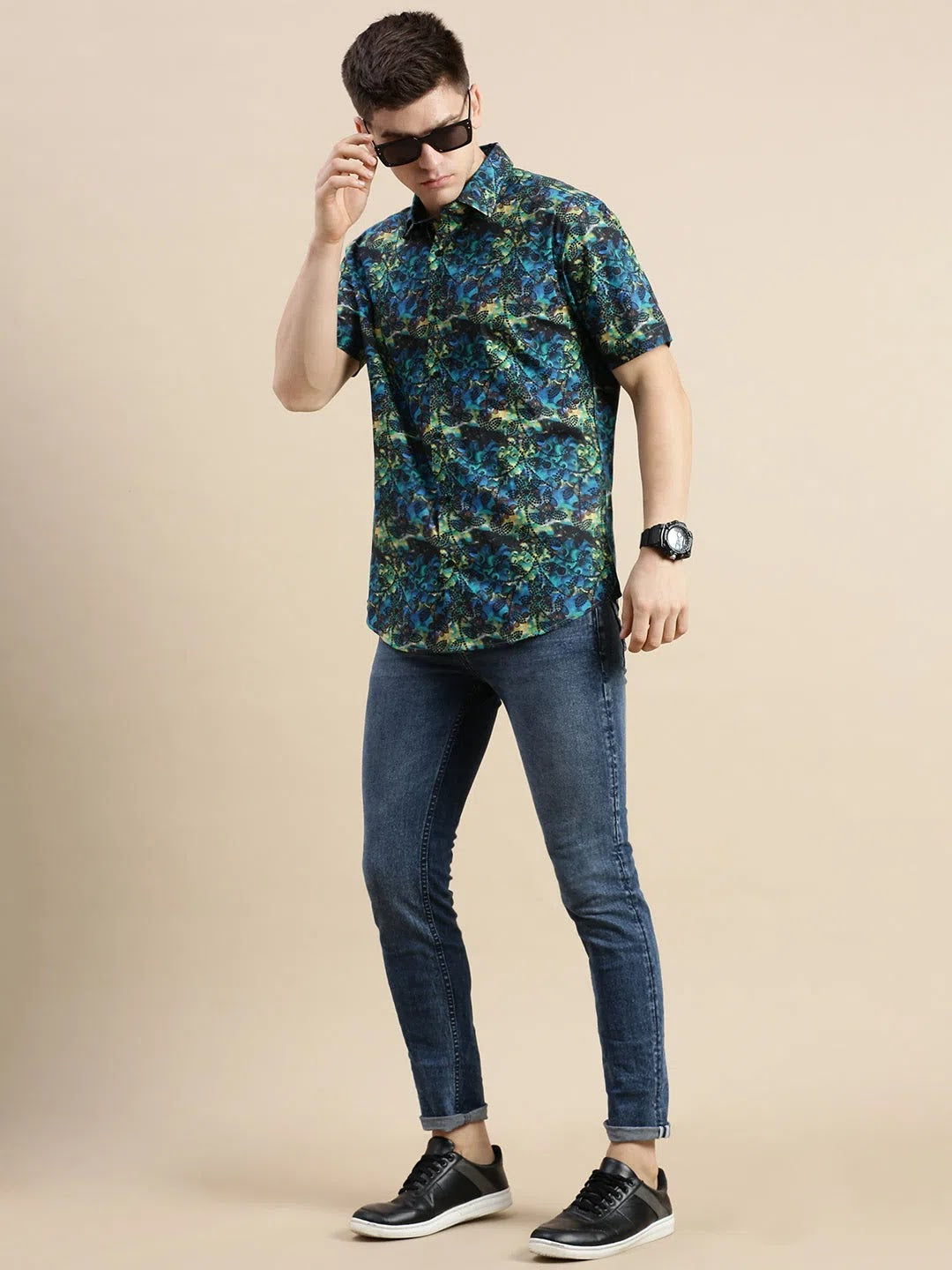 Abstract Print Mens Shirt - Galleria Multi Color Satin Shirt