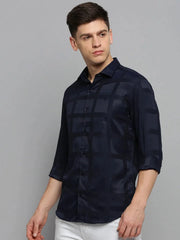 Men Navy Solid Formal Shirt-NECKAMPLAIN-3168-Navyblue