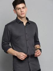 Men Grey Solid Casual Shirt-CARLOKNITS-3218-Grey