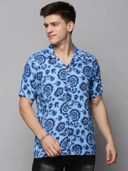 Men Blue Printed Casual Shirt-RESORTPRINT-3182-Blue