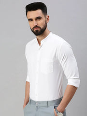 Men White Self Design Casual Shirt-SPANISHSHIRT-1021-White