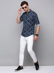 Men Green Printed Casual Shirt-TKTPRINT-105-Olive