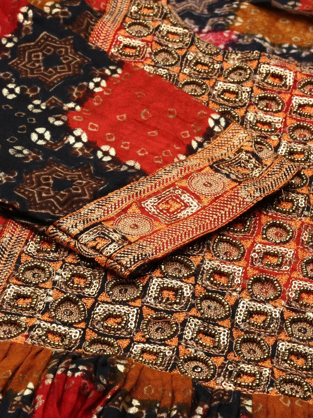 Women's Multicolour Printed Polyester Anarkali Kurta