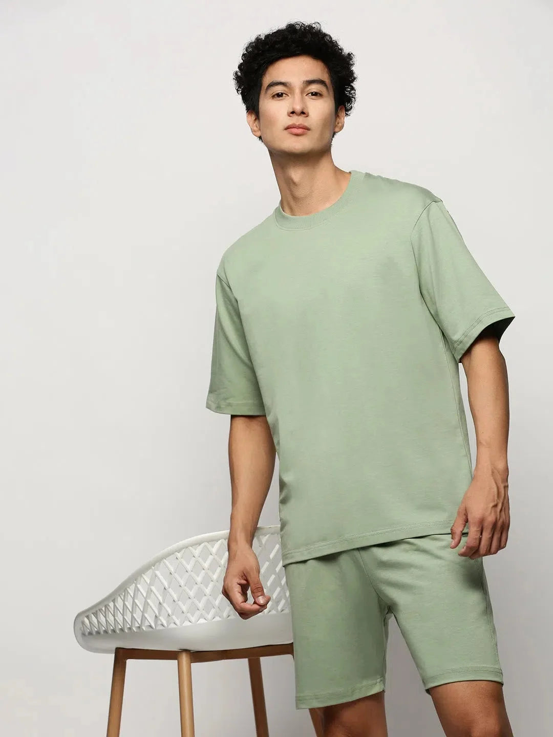Green Casual Co ord Sets Men | Solid Mens Two Piece Sets