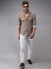Men Brown Printed Casual Shirt-PARKERPRINT-1548-Brown