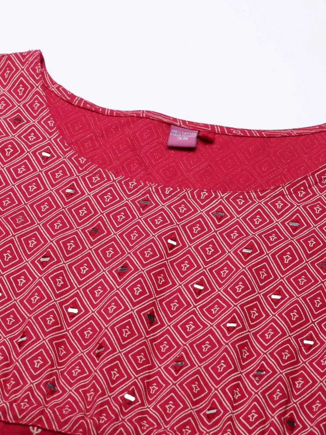 Red Printed Anarkali Kurta | Women's Cotton Anarkali Dress