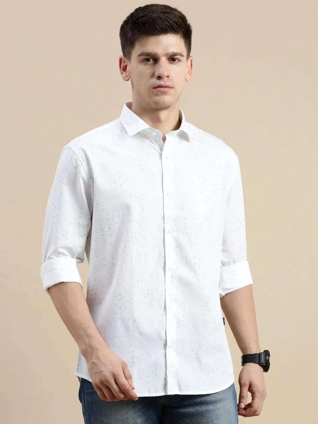 White Graphics Printed Shirt - DesiQlo Casual Mens Shirt