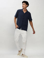 Men Navy Solid Casual Shirts-AGASTHYA-1590-Navyblue