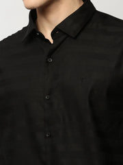 Men Black Striped Casual Casual Shirts-GLANZAPLAIN-5328-Black
